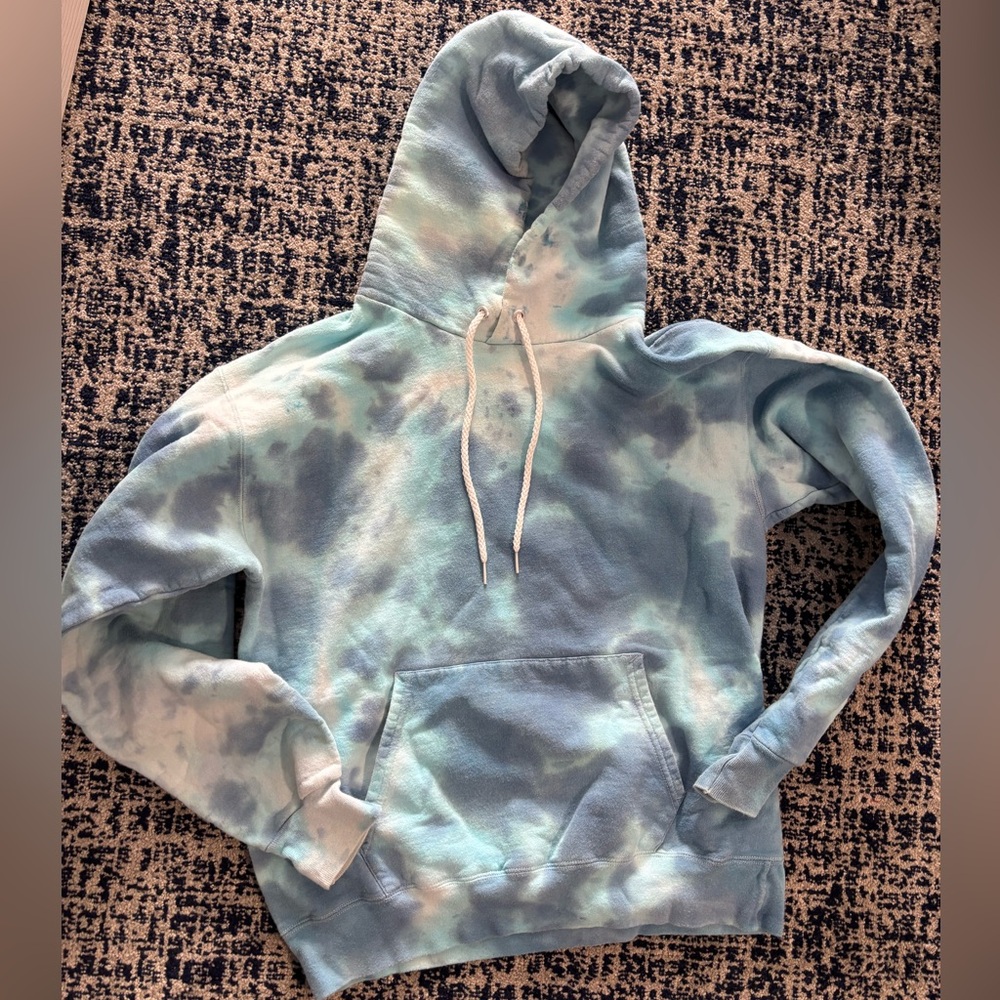 Tie dye hanes Blue Tie-Dye Cotton Hoodie